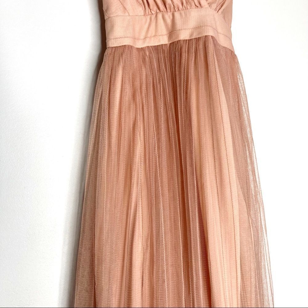 🆕SIMPLEE Surplice Split Thigh Mesh Midi Dress w/ Criss Cross Open Back in Blush - Picture 10 of 16